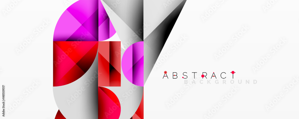 Poster modern geometric design. vibrant pink, red gradients over white backdrop. minimalist style, clean li