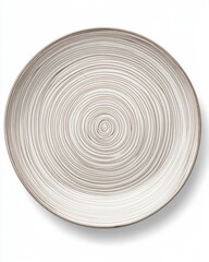 Obraz premium Minimalist Empty Plate Close-Up Shot on White Background for Food Presentation and Table Setting Design Ideas
