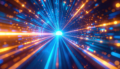 Obraz premium A vibrant explosion of light and color creates a mesmerizing tunnel effect, suggesting motion through space and time
