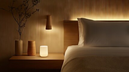 A cozy bedroom scene with bedside lamps and a comfy bed