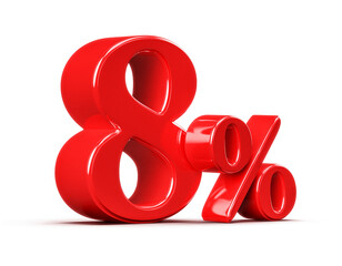 3D Red 8 Percent Discount Number Promotion