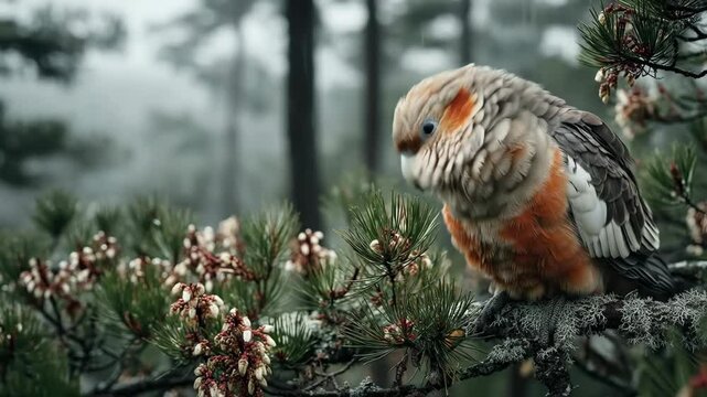 Colorful parrot on forest branch