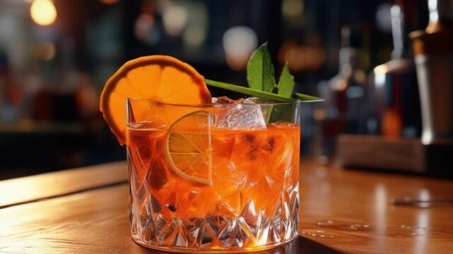 cocktail with ice in the bar