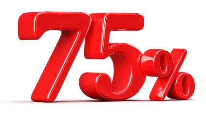 3D Red 75 Percent Discount Number Promotion