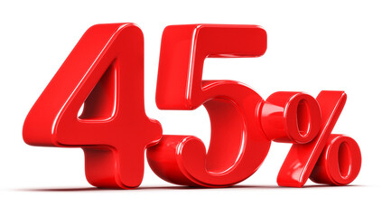 3D Red 45 Percent Discount Number Promotion
