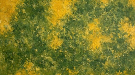 Abstract art painting of yellow and green colors in a textured style from above for background use or design element