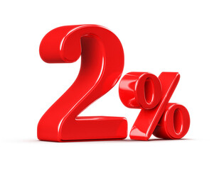 3D Red 2 Percent Discount Number Promotion