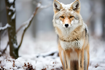 Fototapeta premium Coyote in Snowy Forest