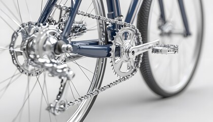 Close-up view of a bicycle's intricate drive train.