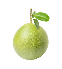 Pomelo fruit with leaf isolated on white background