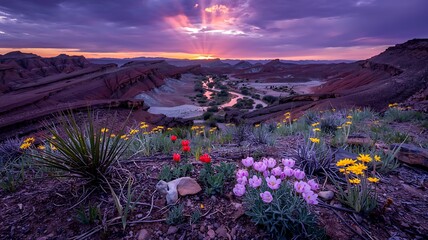 Desert Bloom at Sunset A Spectacular Landscape of Color and Texture