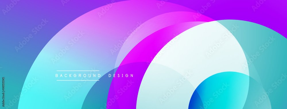 Aufkleber Abstract colorful circles overlap creating dynamic background. Gradient shades blend, forming modern visual effect.