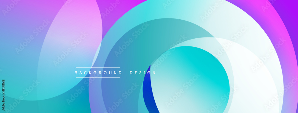 Aufkleber Abstract colorful background. Overlapping circles create dynamic visual effect. Gradient shades of blue, purple, pink present. Modern design element.