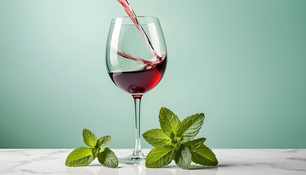 pure a wine into the glass and pepper mint