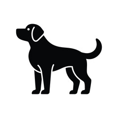 Simple black silhouette illustration of a standing dog perfect for pet related design projects
