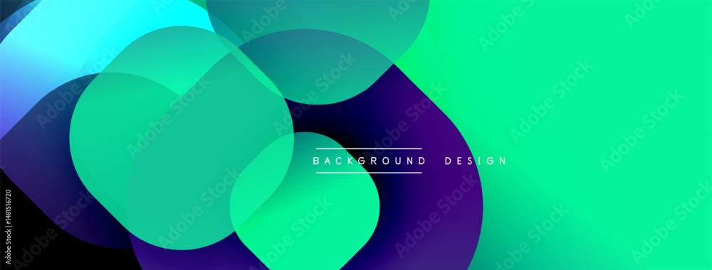 Poster Abstract vibrant background. Overlapping shapes create dynamic gradient effect. Modern design elements suggest fluidity, energy.