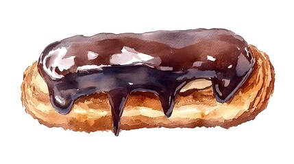 Hand-painted illustration of a delicious chocolate pastry.