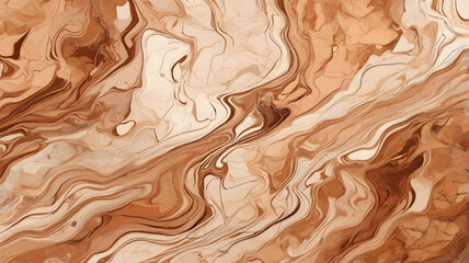 Abstract background painted with brown liquid paint marble image.  Liquid marble acrylic painting on canvas with bronze gradient. 