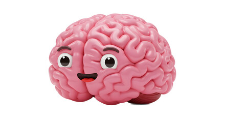 Cute cartoon brain with big eyes and happy expression