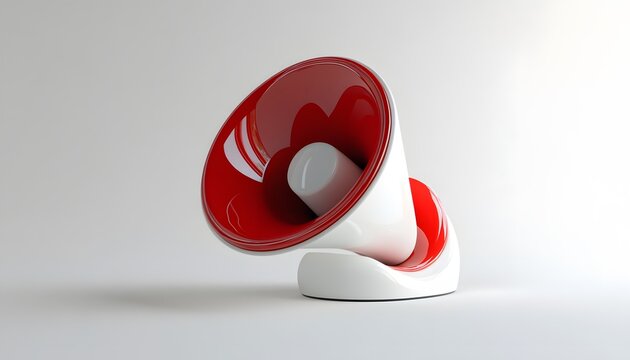 Modern, red and white audio speaker design.