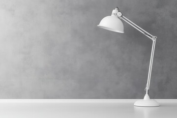 Modern white lamp against a gray wall background studio shot clean minimalist design home office decor