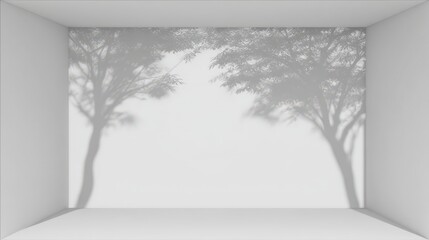 Minimalist Room with Tree Shadows Overlay  Abstract Background  Interior Design