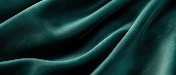 Obraz premium Emerald Green Velvet Fabric Close Up Showing Soft Texture and Folds in Luxurious Material for Fashion or Interior Design Use
