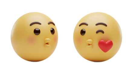 Kissing Yellow Emojis on White Background