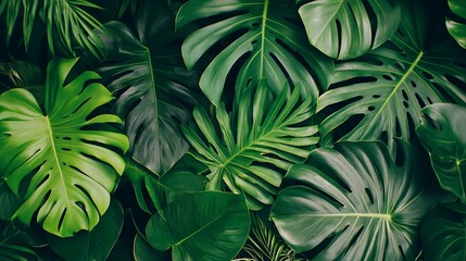 Dense tropical leaves contrasting against a light, neutral backdrop.