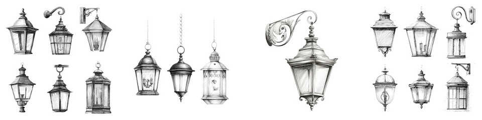 Classic street lamps and lanterns in a variety of styles, showcasing vintage designs, intricate details, and artistic craftsmanship for outdoor illumination and home decor inspiration.