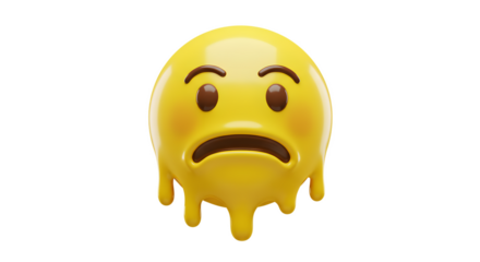 Melting Sad Emoji on White Background