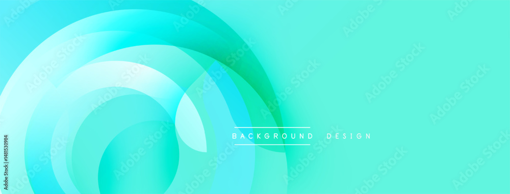 Leinwandbilder Abstract turquoise layers create flowing circular design. Gradient shades offer smooth visual experience. Minimalist style, modern aesthetic.