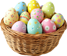Colorful Easter Eggs in a Basket