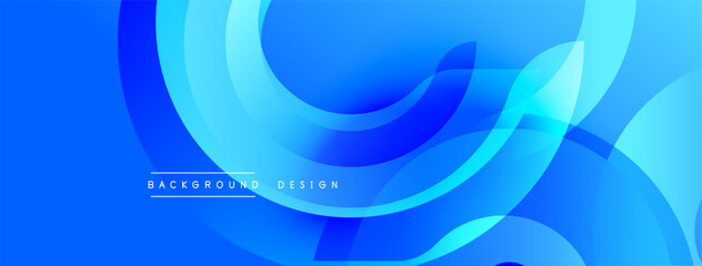Abstract blue background. Overlapping layers create dynamic, flowing shapes. Modern design with gradient effect. Simple text reads background design.