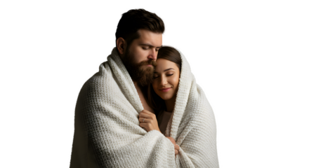 Cozy Couple Embracing Under a Soft Blanket A Romantic and Intimate Moment of Togetherness