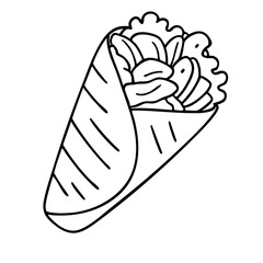 Shawarma a Popular Middle Eastern Wrapped Meat Vector Illustration