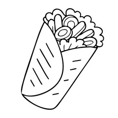 Shawarma a Popular Middle Eastern Wrapped Meat Vector Illustration