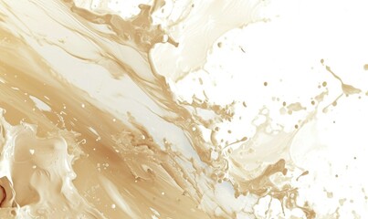 Beige Liquid Splashes Dynamic Motion on White Background