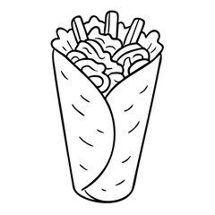 Shawarma a Popular Middle Eastern Wrapped Meat Vector Illustration