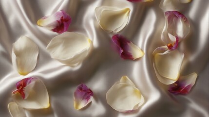 Floating Orchid Petals Over Soft Satin Surface for Elegant Decor
