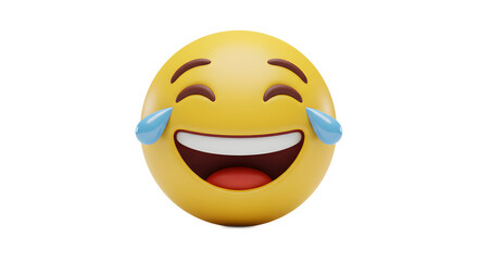 Laughing Emoji Crying Tears of Joy on White Background