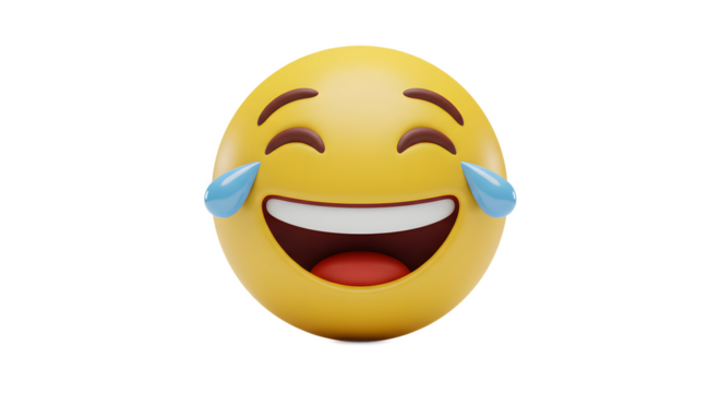 Laughing Emoji Crying Tears of Joy on White Background