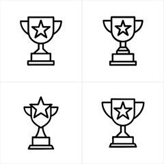 Trophy with Star Achievement Award icon set
