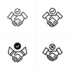 Handshake with Checkmark Successful Deal Agree men icon set
