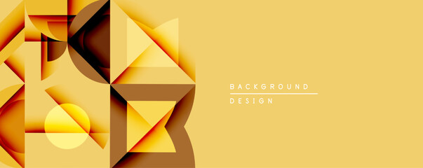 Abstract geometric shapes, golden hues, modern design. Minimalist composition creates dynamic visual interest. Background suitable for presentations.