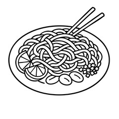 Pad Thai a Classic Thai Stir-Fried Noodle Vector Illustration