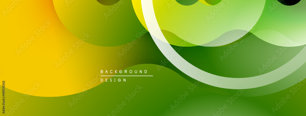 Wall mural abstract background features flowing yellow, green shapes. smooth gradients create dynamic visual ef