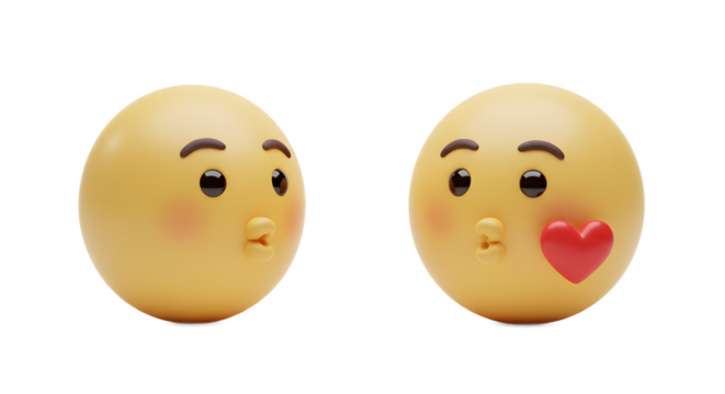 Side-Eye Emoji Couple Facing Each Other on White Background
