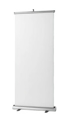 Blank white roll up banner stand display advertising mockup show sign on transparent background