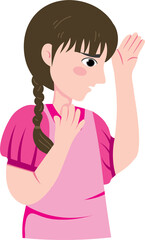 Adorable hungry kid character in Islamic fasting month